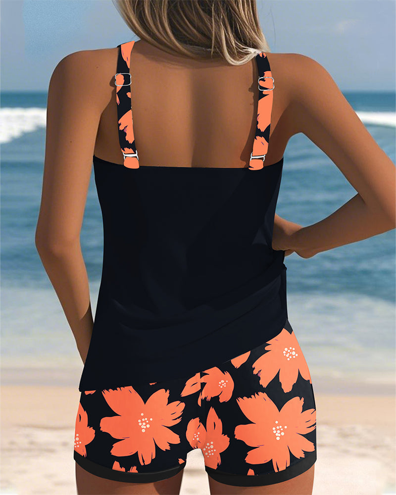 Judith - U-Neck Sleeveless Printed Tankini