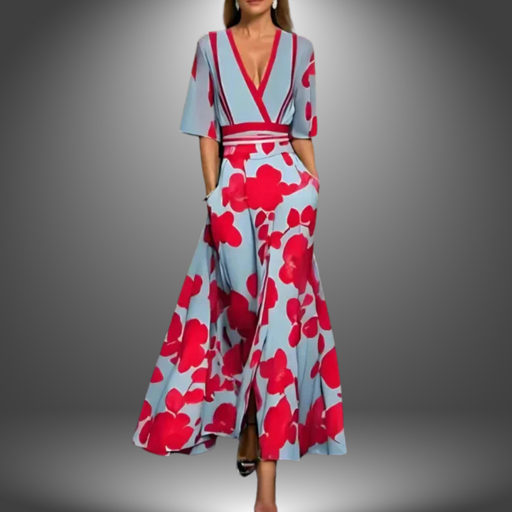Alina | Elegant Floral V-Neck Maxi Dress