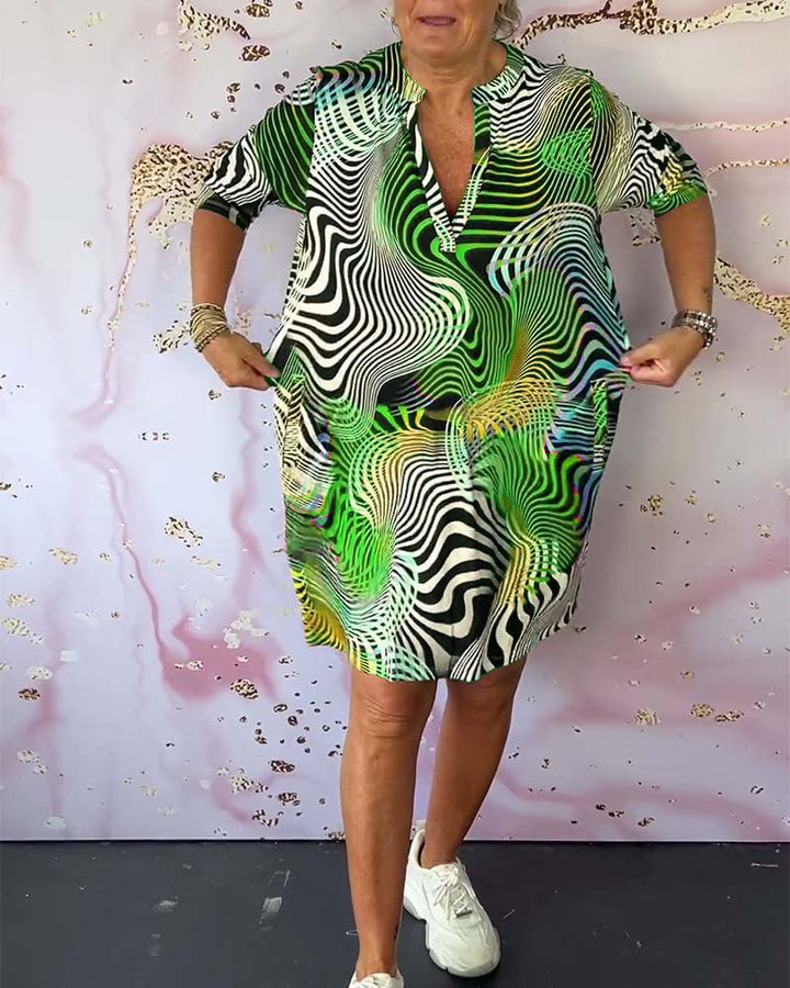 MAEVY | COLORFUL V-NECK DRESS