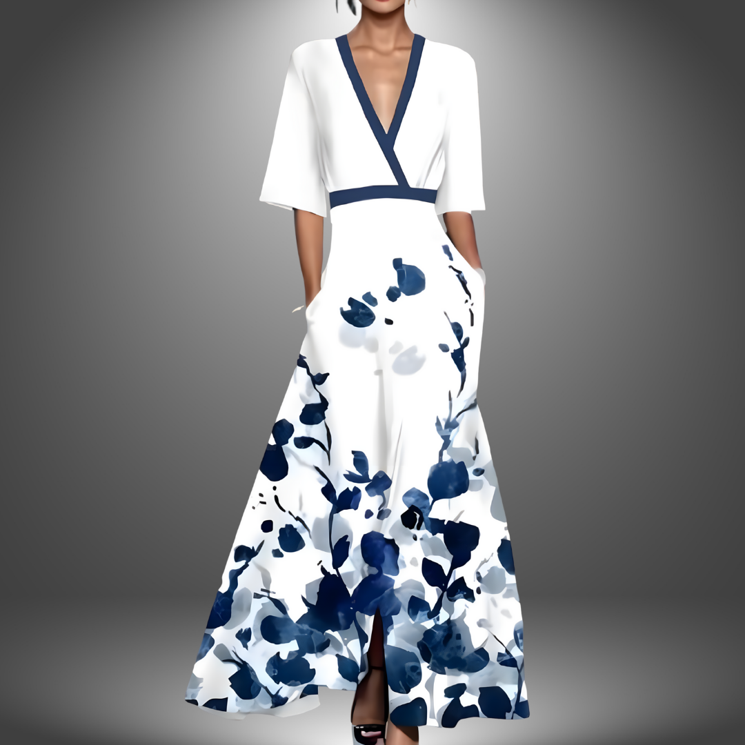 Alina | Elegant Floral V-Neck Maxi Dress