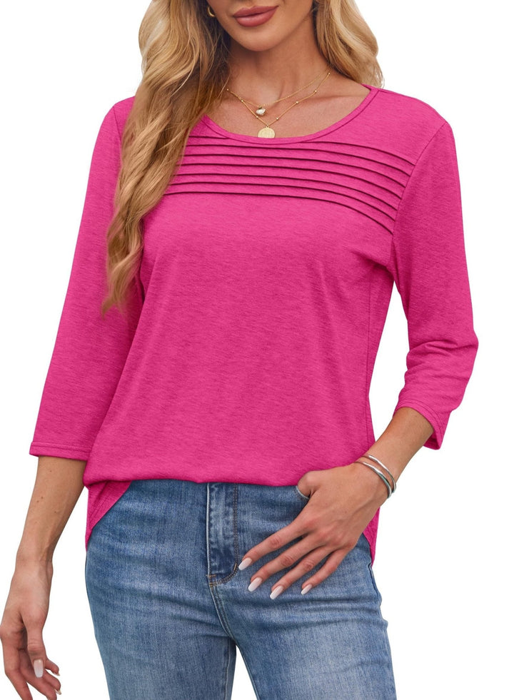 Mona Pleated 3/4 Sleeve Top