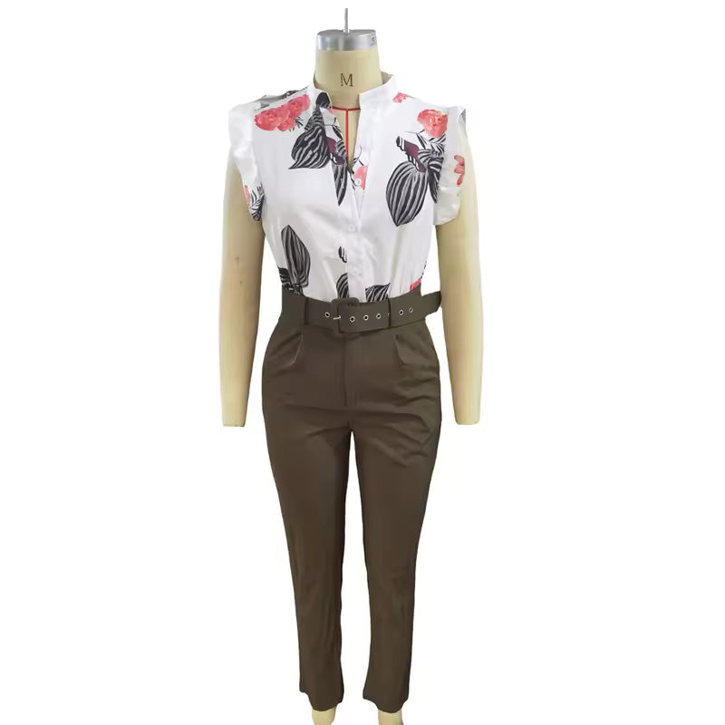 Rainie - Stylish Ruffle-Sleeve Set