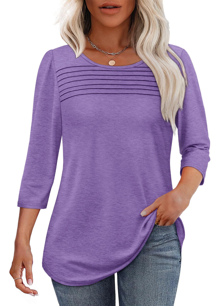 Mona Pleated 3/4 Sleeve Top