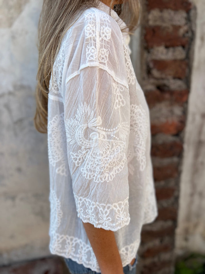 ISABELLE Chic Lace Embroidered Blouse
