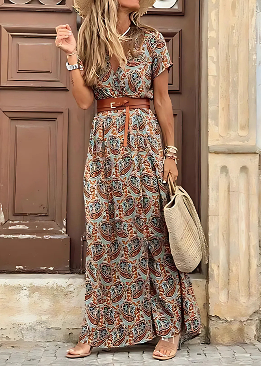 Eliza | Bohemian Maxi Dress with Gathered Waist