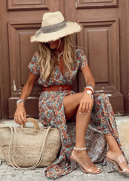 Eliza | Bohemian Maxi Dress with Gathered Waist
