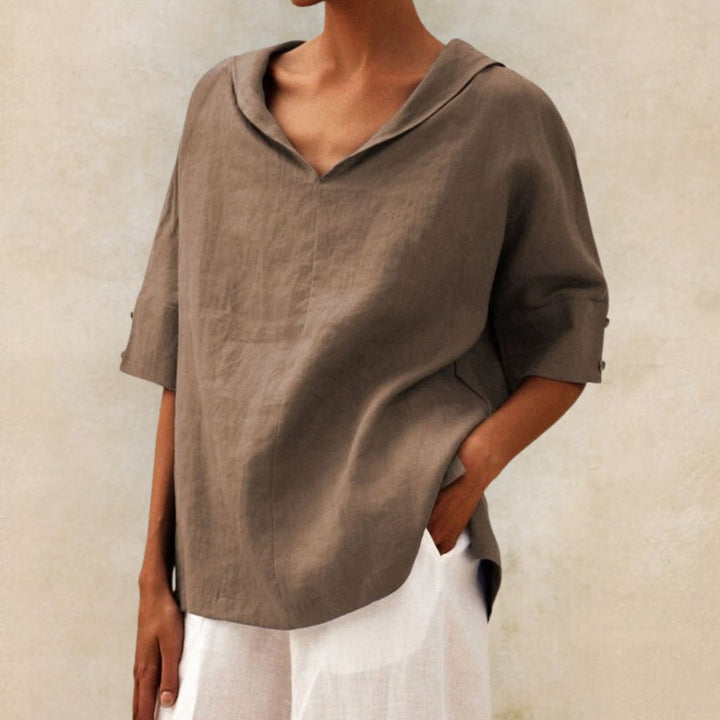 Clare Everyday Luxe Linen V-Neck Blouse