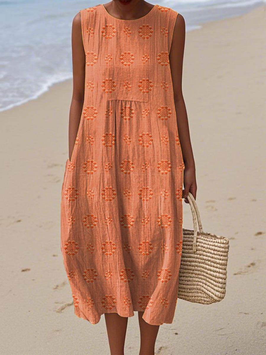 Bella | Elegant sleeveless cotton dress with pockets