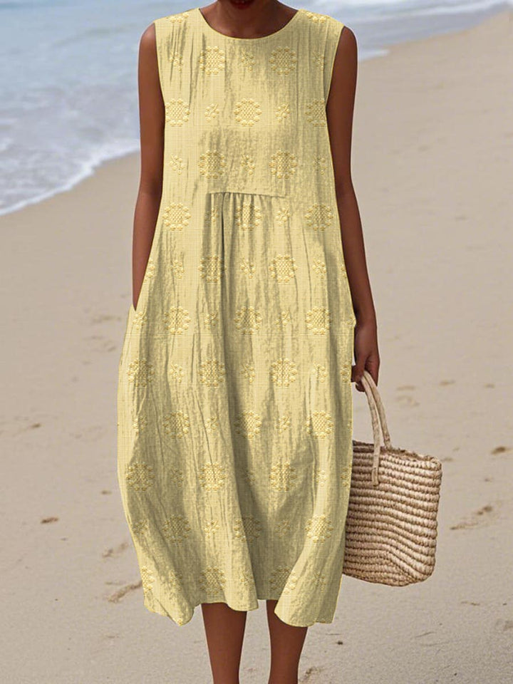 Bella | Elegant sleeveless cotton dress with pockets