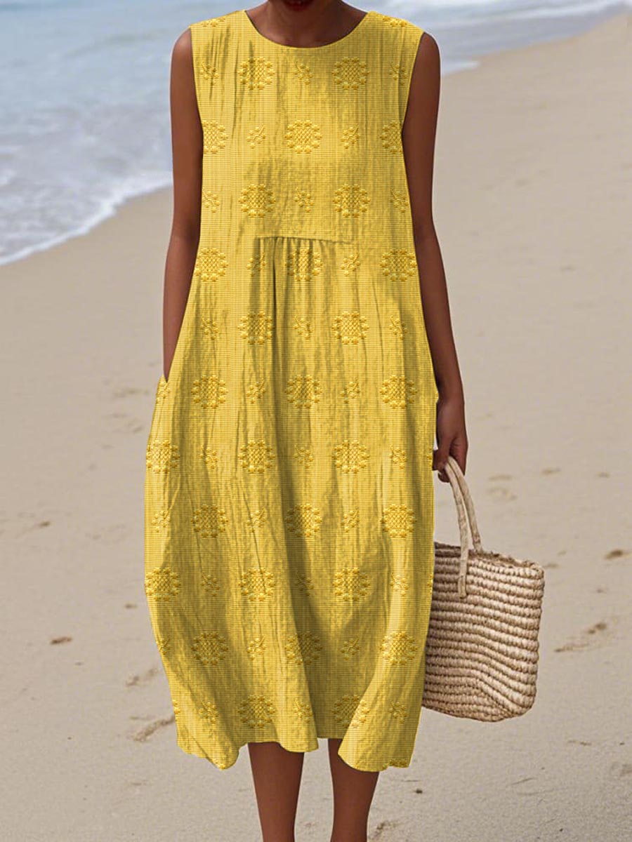 Bella | Elegant sleeveless cotton dress with pockets