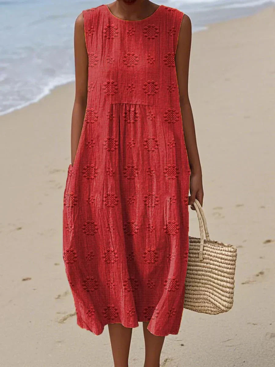 Bella | Elegant sleeveless cotton dress with pockets