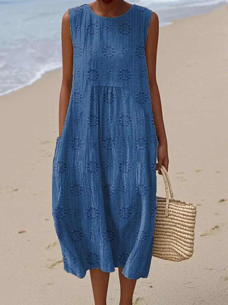 Bella | Elegant sleeveless cotton dress with pockets