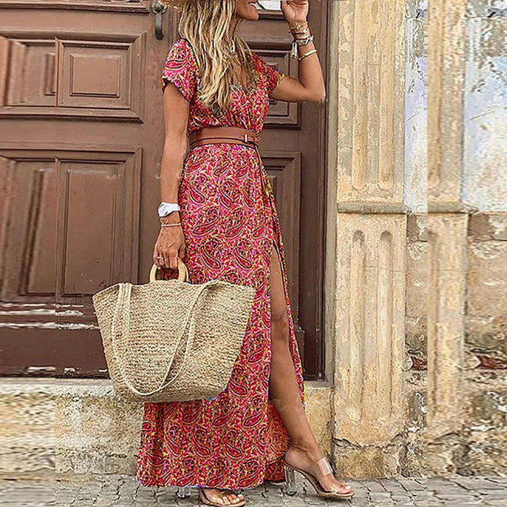 Eliza | Bohemian Maxi Dress with Gathered Waist