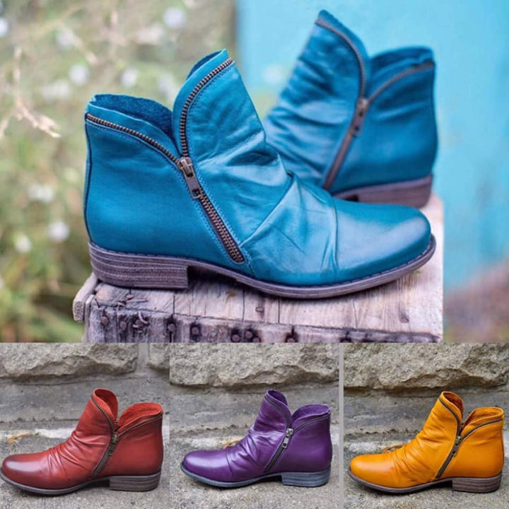 Viannele | Leather Boots with Zipper